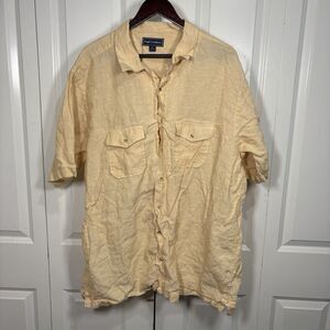 Paul Fredrick Men’s XXLT Shirt 100% Linen Button Front Short Sleeve Casual